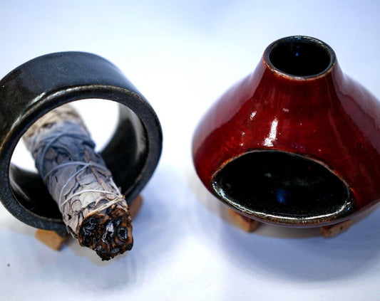 Ceramic Palo Santo/Incense Holder + Flute